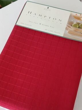 Red Tablecloth 100% Polyester Banquet Size 60x120" Oblong Windowpane Hampton